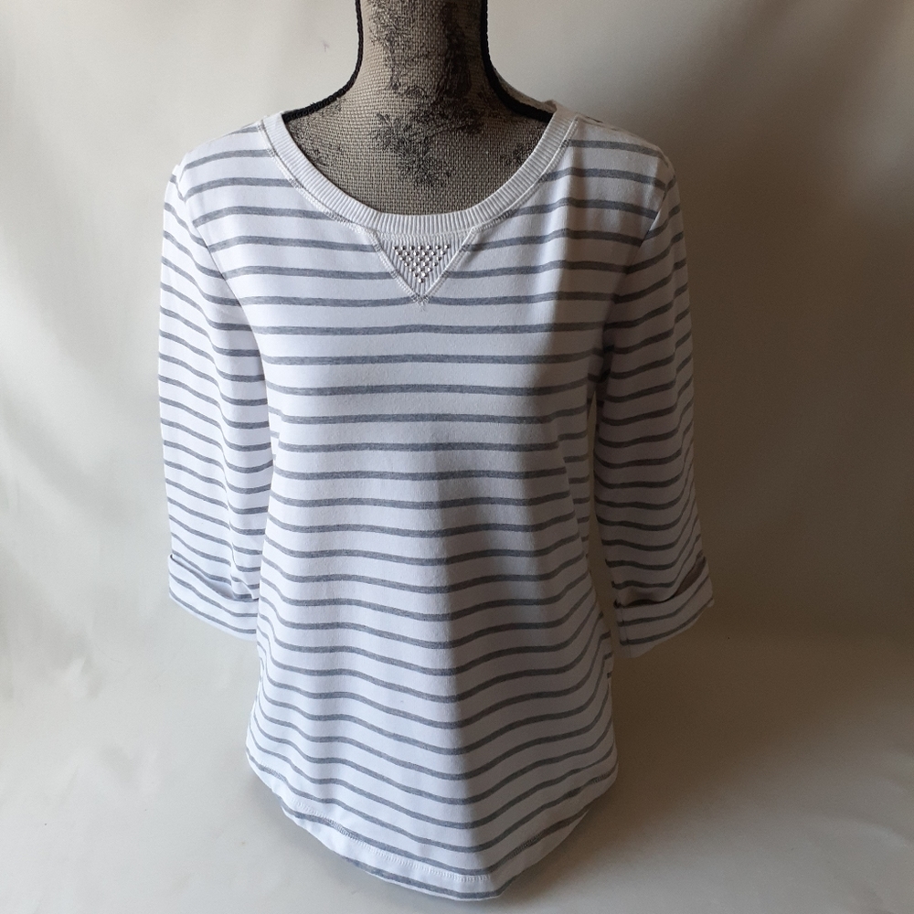 Karen Scott sport women's striped long-sleeve top